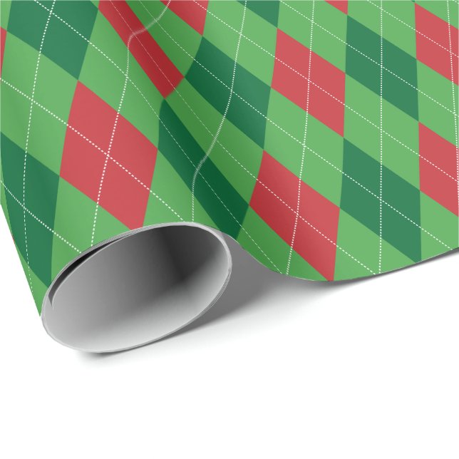 Stor röd och grön Argyle-inslagspapper Presentpapper (Rullad Hörn)