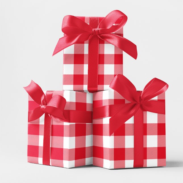 Stor röd och vit gingham presentpapper (Large Red and White Gingham Wrapping Paper)