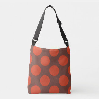 Stor röd polka dots-design på brunt axelväska