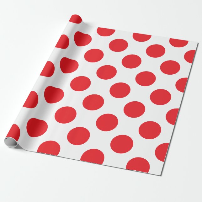 Stor röd polka dots presentpapper (Utrullad)
