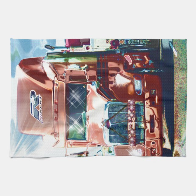 Stor röd skurkrolllastbil för lastbilsförare & kökshandduk (Horisontell)