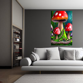 Stor röd svampskog | AI Art Poster