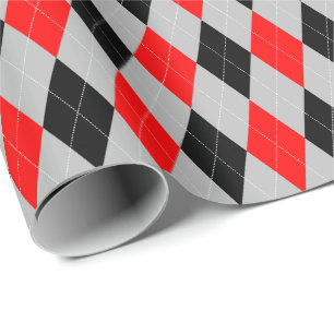 Stor röd, svart och grå argyle-presentpapper presentpapper