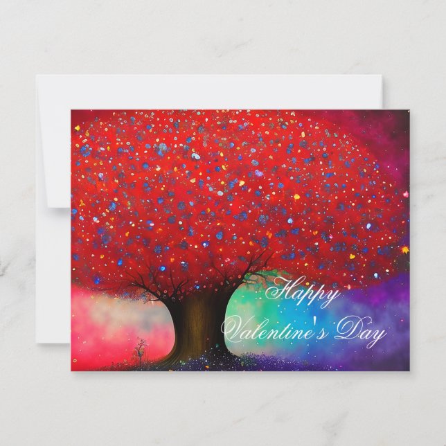 Stor röd trädvalentin julkort (Framsida)