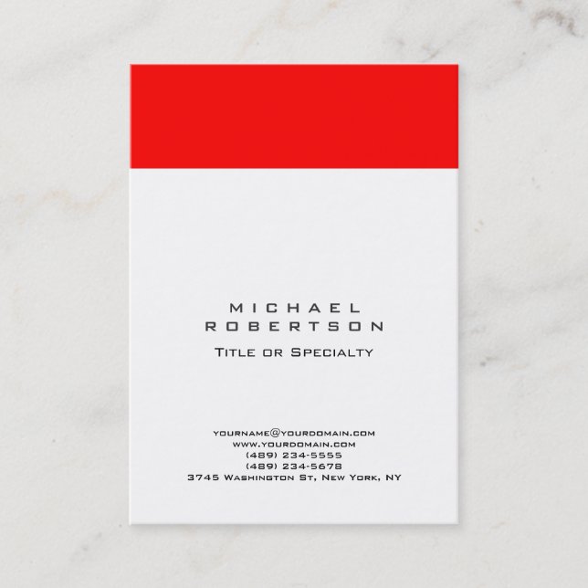 Stor Röd Vit Monogram Professionell Minimalistisk Visitkort (Framsida)