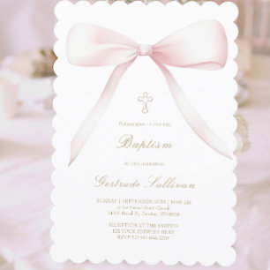 stor rosa Baptism Inbjudningar