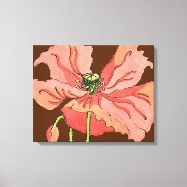 Stor Rosa blomma med djup röd bakgrund Canvastryck (Framsida)