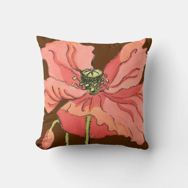 Stor Rosa blomma med djup röd bakgrund Kudde (Framsida)
