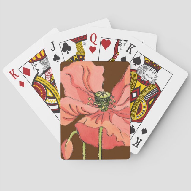 Stor Rosa blomma med djup röd bakgrund Spel Kort (Baksidan)