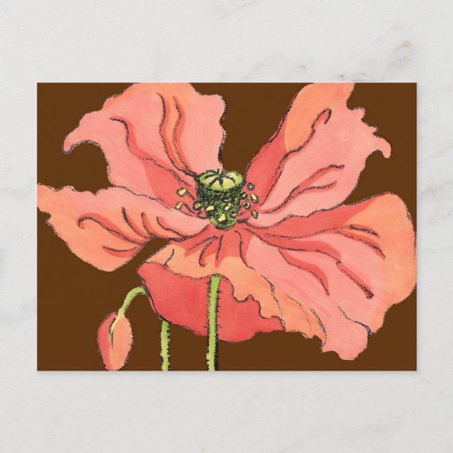 Stor Rosa blomma med djup röd bakgrund Vykort (Framsida)