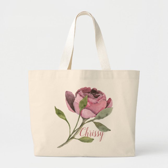 Stor Rosa blomma med Namn Jumbo Tygkasse (Framsidan)