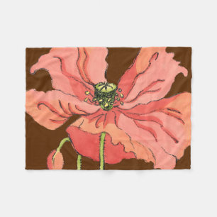 Stor Rosa blommar med djup röd bakgrund Fleecefilt