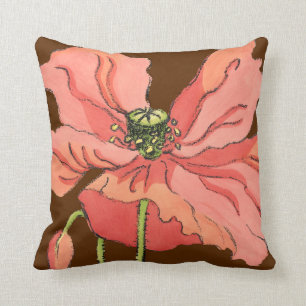 Stor Rosa blommar med djup röd bakgrund Kudde