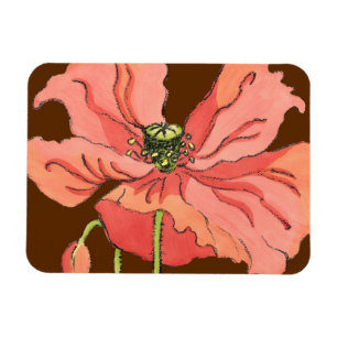 Stor Rosa blommar med djup röd bakgrund Magnet