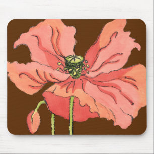 Stor Rosa blommar med djup röd bakgrund Musmatta