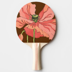 Stor Rosa blommar med djup röd bakgrund Pingisracket