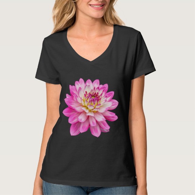 Stor Rosa Dahlia T-Shirt (Framsida)