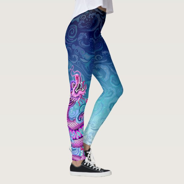 Stor rosa drake för drakefartygdamasker leggings (Höger)