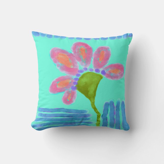 Stor Rosa Flower Abstrakt Art Decorative Kudde (Framsida)