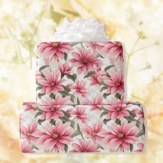 Stor Rosa Flowers Möhippa Blommigt Giftwrap Presentpapper