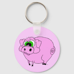 Stor rosa gris Keychain Nyckelring
