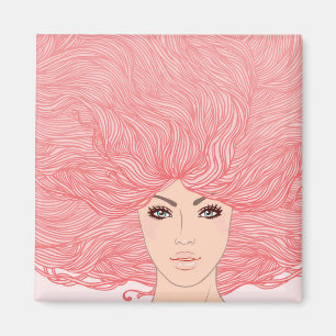 Stor rosa Haired kvinna Magnet