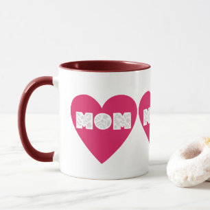 Stor rosa hjärta MOM Blommig typografi kaffemugg