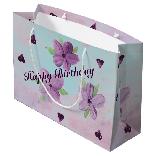 Stor Rosa Mauve Lila och Blue Gift Bag (Baksidan Vinklad)