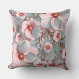 Stor Rosa och Blåa blommor Kudde