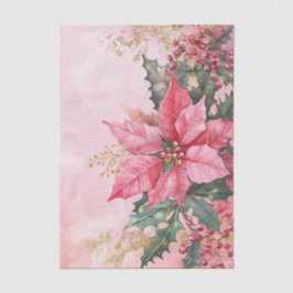 Stor rosa och gul poinsettia-konst med bär