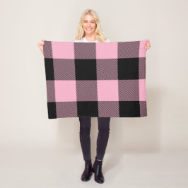 Stor Rosa och svart Buffalo Play Fleece Blanket
