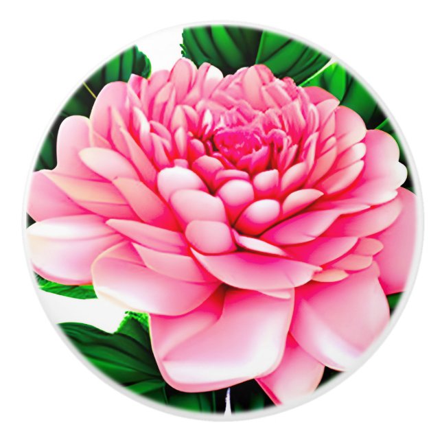 Stor Rosa Peony med Emerald Grönt Löv Knopp (Framsidan)