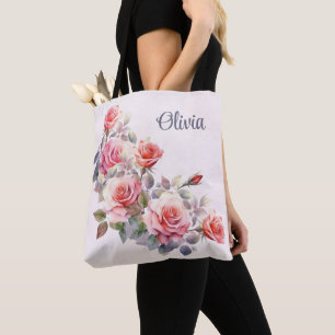 Stor Rosa ros Personlig Tygkasse