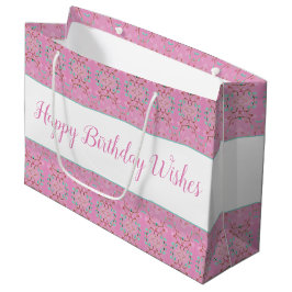 Stor Rosa Tote Stil Papper Birthday Gift Bag