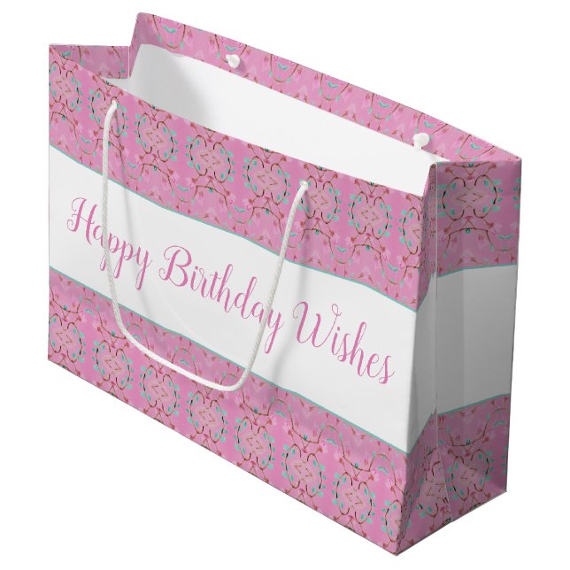 Stor Rosa Tote Stil Papper Birthday Gift Bag (Framsidan Vinklad)
