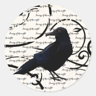 Stor Round Sticker-Halloween Raven Runt Klistermärke