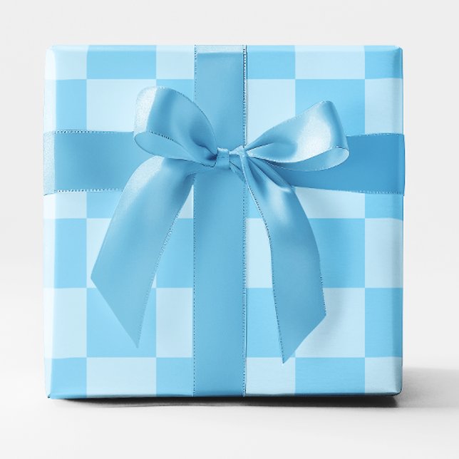 Stor rutig babyblå presentpapper (Big Baby Blue Checkered Wrapping Paper)