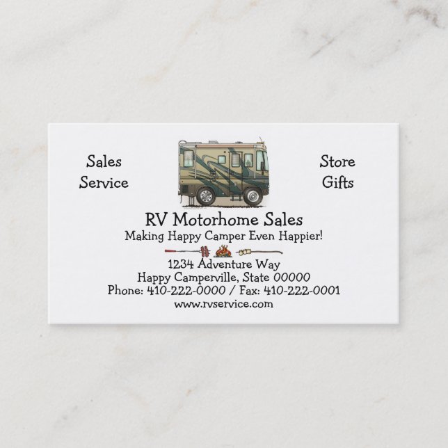 Stor RV-lagledare Motorhome för gullig lycklig Visitkort (Framsida)