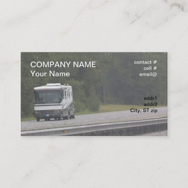 stor RV-resande på interstate Visitkort (Framsida)