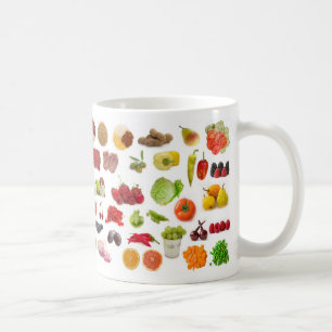 stor samling av frukter och grönsaker kaffemugg
