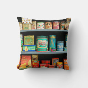 Stor samling färgfulla vintagar som visas kudde