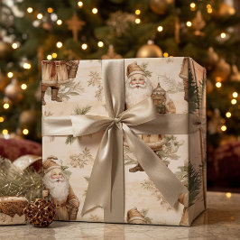 Stor Santa Retro Guld Presentpapper