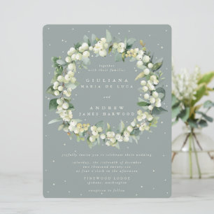 Stor Seafoam Snowberry+Eucalyptus Wandeans Bröllop Inbjudningar