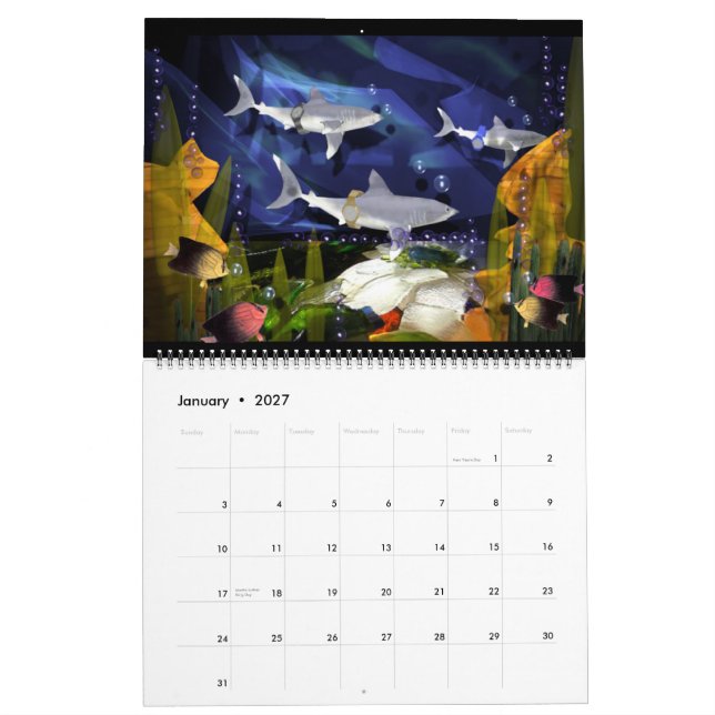 Stor SeaLife Art-kalender enligt Valxart Kalender (Jan 2027)