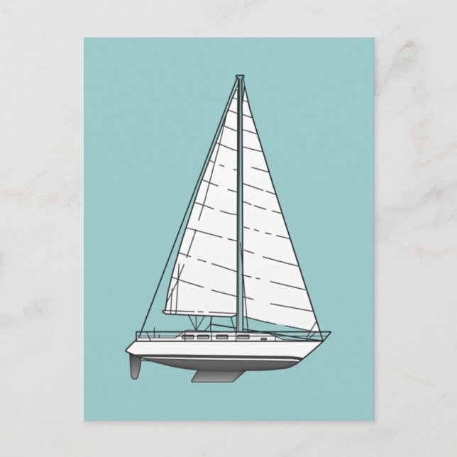 Stor segelbåt - svartvitt vykort (Framsida)