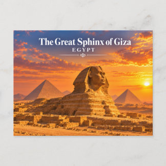 Stor Sfinx i Giza Egypten Solnedgång Postkort Vykort