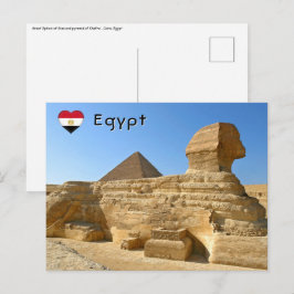 Stor Sfinx i Giza med Khafre-pyramiden - Egypten Vykort