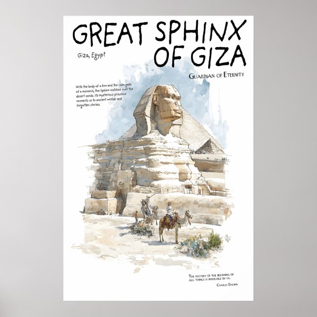 Stor Sfinxaffisch  Giza Egypten Landmärke  Forntid Poster (Framsidan)