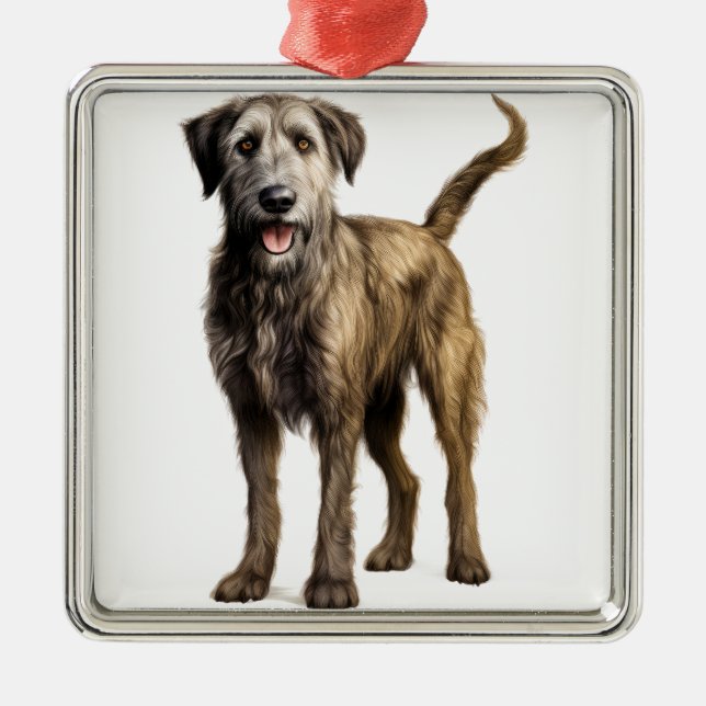 STOR SHAGGY IRISH WOLFHOUND HUND JULGRANSPRYDNAD METALL (Framsidan)