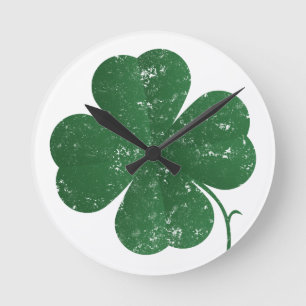 Stor Shamrock - vintage stil Rund Klocka